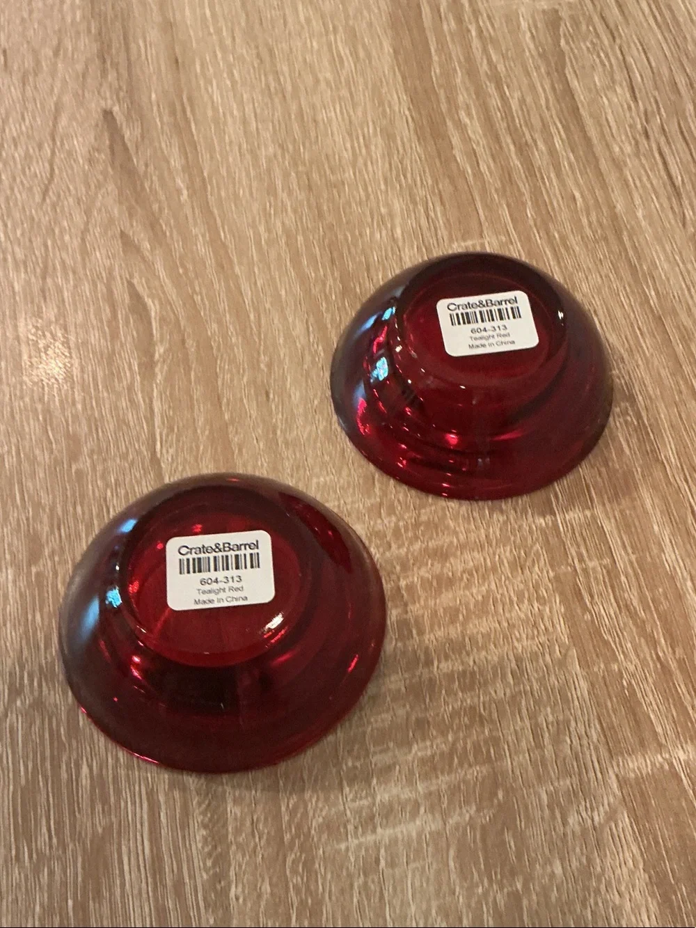 Crate&Barrel Red Glass Votive Holders - set of 2 NWT